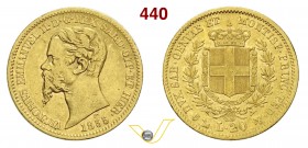 SAVOIA - VITTORIO EMANUELE II, Re di Sardegna (1849-1861) 20 Lire 1855 Genova. Varesi 81 Au BB