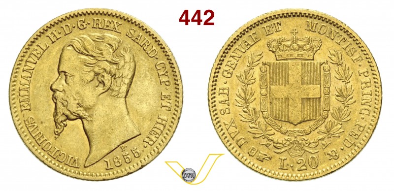 SAVOIA - VITTORIO EMANUELE II, Re di Sardegna (1849-1861) 20 Lire 1855 Torino "H...