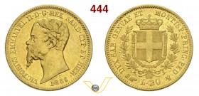SAVOIA - VITTORIO EMANUELE II, Re di Sardegna (1849-1861) 20 Lire 1856 Torino. Varesi 85 Au Rarissima BB