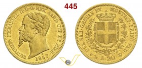 SAVOIA - VITTORIO EMANUELE II, Re di Sardegna (1849-1861) 20 Lire 1857 Genova. Varesi 86 Au BB/q.SPL