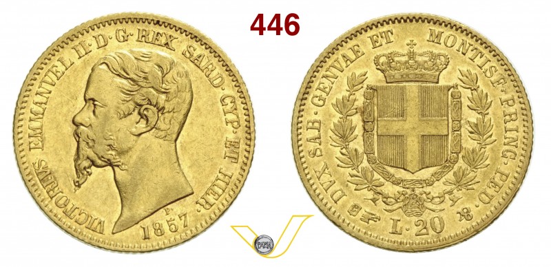 SAVOIA - VITTORIO EMANUELE II, Re di Sardegna (1849-1861) 20 Lire 1857 Torino. V...