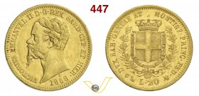 SAVOIA - VITTORIO EMANUELE II, Re di Sardegna (1849-1861) 20 Lire 1858 Genova. Varesi 88 Au BB