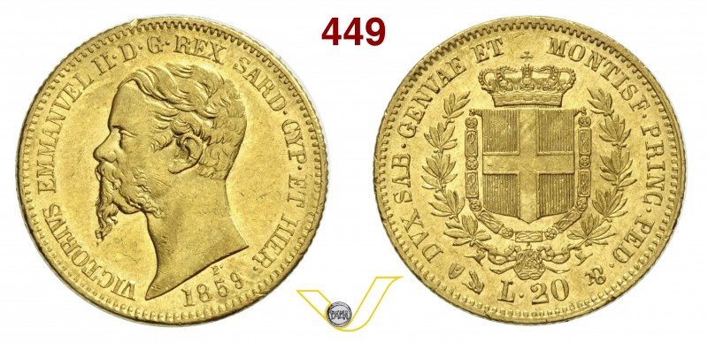 SAVOIA - VITTORIO EMANUELE II, Re di Sardegna (1849-1861) 20 Lire 1859 Genova. V...