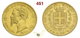 SAVOIA - VITTORIO EMANUELE II, Re di Sardegna (1849-1861) 20 Lire 1860 Genova. Varesi 92 Au BB