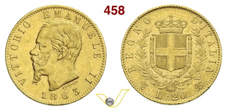 SAVOIA - VITTORIO EMANUELE II, Re d'Italia (1861-1878) 20 Lire 1863 Torino. Vare...