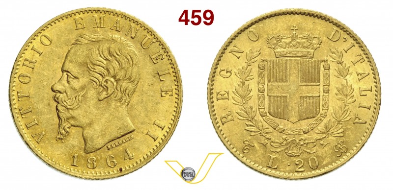 SAVOIA - VITTORIO EMANUELE II, Re d'Italia (1861-1878) 20 Lire 1864 Torino. Vare...