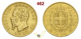 SAVOIA - VITTORIO EMANUELE II, Re d'Italia (1861-1878) 20 Lire 1867 Torino. Varesi 104 Au BB