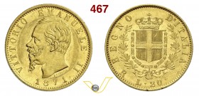 SAVOIA - VITTORIO EMANUELE II, Re d'Italia (1861-1878) 20 Lire 1871 Roma. Varesi 109 Au Rara SPL/FDC
