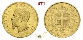 SAVOIA - VITTORIO EMANUELE II, Re d'Italia (1861-1878) 20 Lire 1874 Roma. Varesi 113 Au Non comune • Colpetto BB/q.SPL