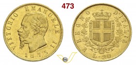 SAVOIA - VITTORIO EMANUELE II, Re d'Italia (1861-1878) 20 Lire 1875 Roma. Varesi 115 Au Non comune BB/q.SPL