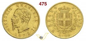 SAVOIA - VITTORIO EMANUELE II, Re d'Italia (1861-1878) 20 Lire 1877 Roma. Varesi 117 Au BB÷SPL