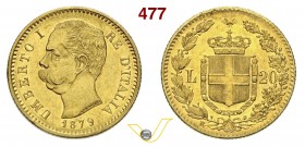 SAVOIA - UMBERTO I (1878-1900) 20 Lire 1879 Roma. Varesi 119 Au SPL