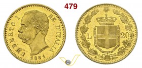 SAVOIA - UMBERTO I (1878-1900) 20 Lire 1881 Roma. Varesi 121 Au q.FDC