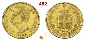 SAVOIA - UMBERTO I (1878-1900) 20 Lire 1883 Roma. Varesi 123 Au BB÷SPL