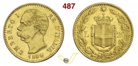 SAVOIA - UMBERTO I (1878-1900) 20 Lire 1889 Roma. Varesi 128 Au Rara SPL