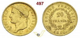 NAPOLEONICHE - NAPOLEONE I (1804-1814) 20 Franchi 1812 Roma. Varesi 150a Au Rara BB÷SPL