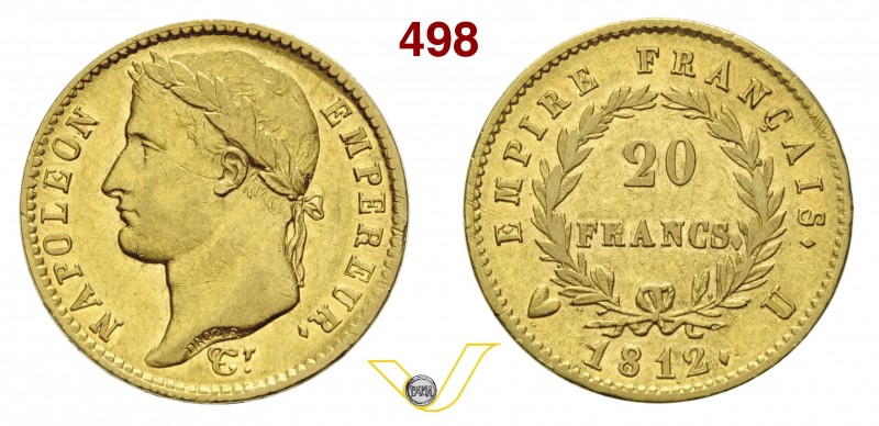 NAPOLEONICHE - NAPOLEONE I (1804-1814) 20 Franchi 1812 Torino. Varesi 151 Au Rar...