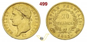 NAPOLEONICHE - NAPOLEONE I (1804-1814) 20 Franchi 1813 Genova. Varesi 152 Au Rarissima BB