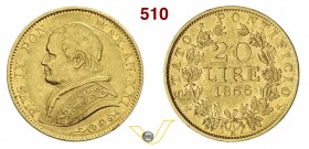 Roma - PIO IX (1846-1878) 20 Lire 1866 XXI. Varesi 173 Au BB
