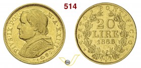 Roma - Pio IX (1846-1878) 20 Lire 1868 XXIII "busto grande". Varesi 178 Au BB