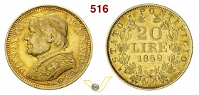 Roma - Pio IX (1846-1878) 20 Lire 1869 XXIV. Varesi 180 Au BB/SPL