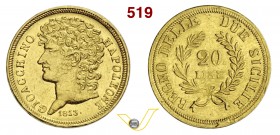 NAPOLI - GIOACCHINO NAPOLEONE MURAT (1808-1815) 20 Lire 1813 Napoli "rami lunghi". Varesi 184 Au Rara BB÷SPL