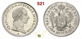 AUSTRIA - FRANCESCO I D’ASBURGO LORENA (1815-1835) Lira austriaca 1823 A (Vienna). Pag. 143 Ag g 4,33 Molto rara SPL÷FDC