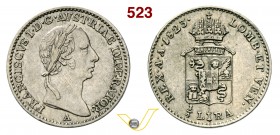 AUSTRIA - FRANCESCO I D’ASBURGO LORENA (1815-1835) Quarto di Lira austriaca 1823 A (Vienna). Pag. 156 Ag g 1,62 Rarissima q.SPL