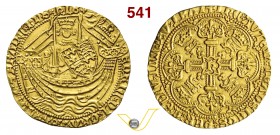 GRAN BRETAGNA - ENRICO V (1413-1422) Noble, Londra. D/ il Re, con spada e scudo, su nave R/ Entro decorata cornice, una croce con le estremità sormont...