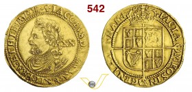 GRAN BRETAGNA - GIACOMO I (1603-1625) Laurel (terza coniazione) e 20 Scellini, Londra, simbolo giglio. D/ Busto laureato volto a s. R/ Stemma coronato...