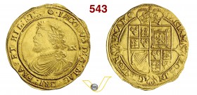 GRAN BRETAGNA - GIACOMO I (1603-1625) Laurel (terza coniazione) e 20 Scellini, Londra, simbolo rosa. D/ Busto laureato volto a s. R/ Stemma coronato. ...