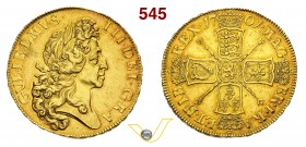 GRAN BRETAGNA - GUGLIELMO III (1694-1702) 5 Ghinee 1701 decimo tertio. D/ Testa laureata R/ Croce formata da 4 stemmi coronati. Fb. 310 Seaby 3456 Au ...