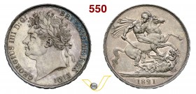 GRAN BRETAGNA - GIORGIO III (1760-1820) Corona 1821 SECUNDO. Kr. 65.1 ESC 2310 Ag g 28,20 Rara • Magnifica patina di vecchia collezione SPL÷FDC