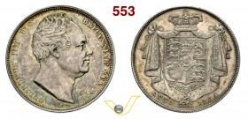 GRAN BRETAGNA - GUGLIELMO IV (1830-1837) Mezza Corona 1834. Kr. 714.2 Ag g 14,10 • Bella patina FDC