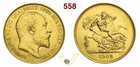 GRAN BRETAGNA - EDOARDO VII (1901-1910) 5 Pounds 1902. Fb. 398a Au g 39,91 SPL÷FDC