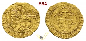 SPAGNA - GIOVANNA "LA PAZZA" e CARLO V (1504-1516) Escudo, Sivigla. D/ Stemma coronato R/ Croce entro archi. Fb. 153 Au g 3,43 • Moneta riportata, dal...
