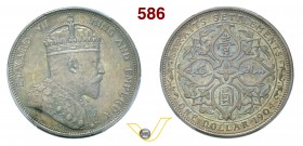 STRAITS SETTLEMENTS - EDOARDO VII (1901-1910) Dollaro 1904 B. Kr. 25 Prid 4 Ag • In slab PCGS MS 63; bella patina iridescente SPL