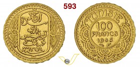 TUNISIA - AHMAD PASHRA BEY (1929-1942) 100 Franchi 1935. Fb. 14 Kr. 257 Au g 6,56 SPL