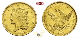 U.S.A. - 5 Dollari 1834. Fb. 135 Kr. 57 Au g 8,35 Rara BB+