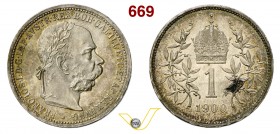 AUSTRO-UNGARICO (Impero) - FRANCESCO GIUSEPPE I (1848-1916) 1 Corona 1900, Kremnitz. Ag SPL+