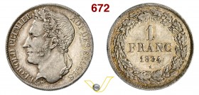 BELGIO - LEOPOLDO I (1831-1865) 1 Franco 1834, Bruxelles. Ag q.FDC