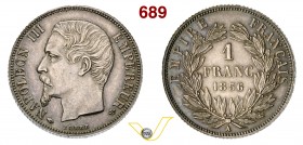 FRANCIA - NAPOLEONE III (1852-1870) 1 Franco 1856 A, Parigi. Ag SPL+
