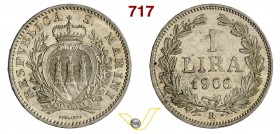 SAN MARINO - REPUBBLICA (dal 1864) 1 Lira 1906, Roma. Ag • Ex Montenapoleone 5, lotto 976 SPL÷FDC