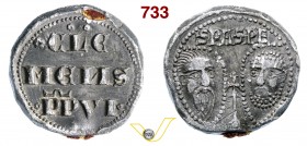 - CLEMENTE VI (1342-1352) Bolla. D/ Scritta R/ Teste dei SS. Pietro e Paolo e croce. Pb g 43,56 BB