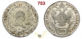 AUSTRIA - FRANCESCO I (1792-1835) 20 Kreuzer 1815 A. Kr. 2142 Mi SPL÷FDC