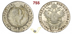 AUSTRIA - FRANCESCO I (1792-1835) 20 Kreuzer 1830 A. Kr. 2145 Mi SPL/FDC