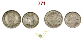 CANADA - EDOARDO VII 10 Cent 1930 e 3 Pence 1910 Gran Bretagna. Ag (2 es.) FDC