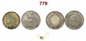 FRANCIA - TERZA REPUBBLICA (1871-1940) 50 Cent. 1895 A. Gad. 419a Ag FDC e 10 Cent. 1928 A per l'Indocina Ag SPL (2 es.)