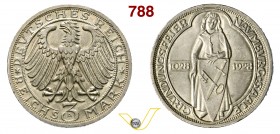 GERMANIA - REPUBBLICA DI WEIMAR (1918-1933) 3 Marchi 1928 A "Naumburg" Kr. 57 Ag FDC