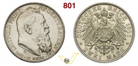GERMANIA - Baviera - LEOPOLDO, Principe Reggente (1886-1912) 2 Marchi 1911. Kr. 516 Ag FDC